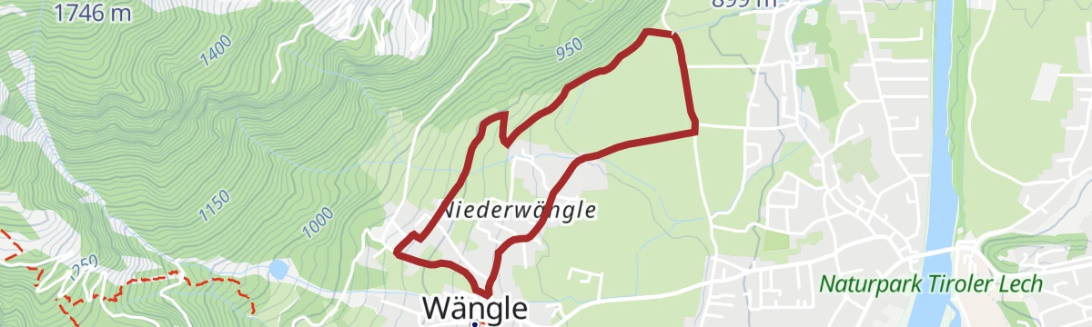 Route map: Rundwanderung Niederwängle - Wängle